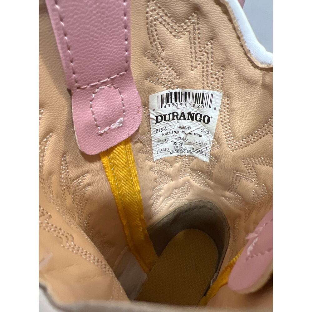 DURANGO Rhinstone Harness Western Boots Round Toe Pink Girls Size 2D - Picture 10 of 10